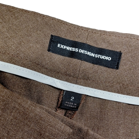 EXPRESS DESIGN STUDIO Brown Straight Leg Career Trouser Pants 2 X-Small - Picture 3 of 7